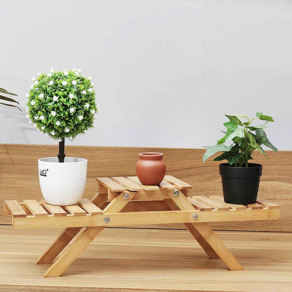 Plante blomsterstativ plante display hylde stativ hylde bambus foldbare pottereoler planter opbevarings stativ display reol