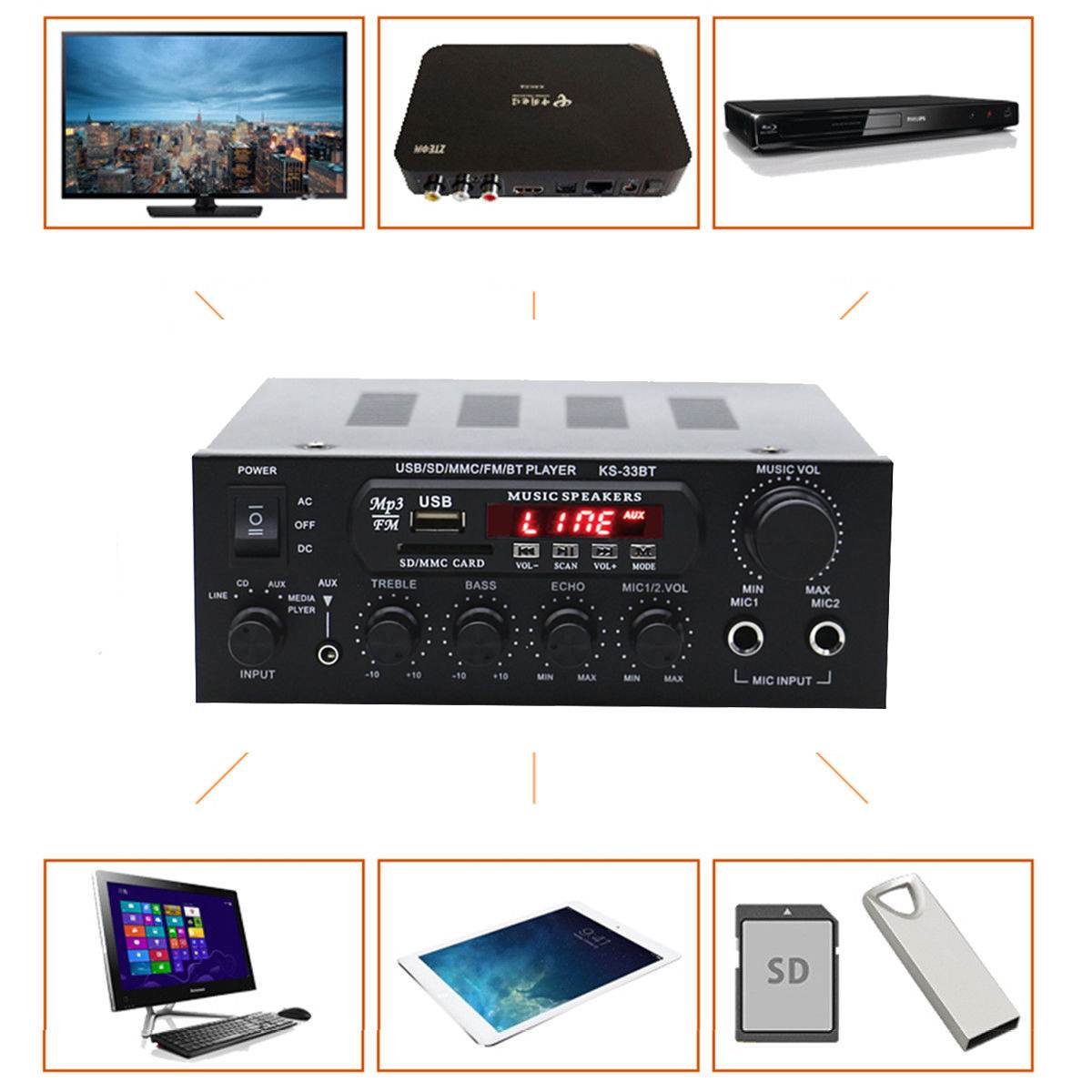1000W Home Amplifiers Audio 220V Hifi Bass Audio Power Amplifier Sales Home Theater Amplifier for Subwoofer Speakers
