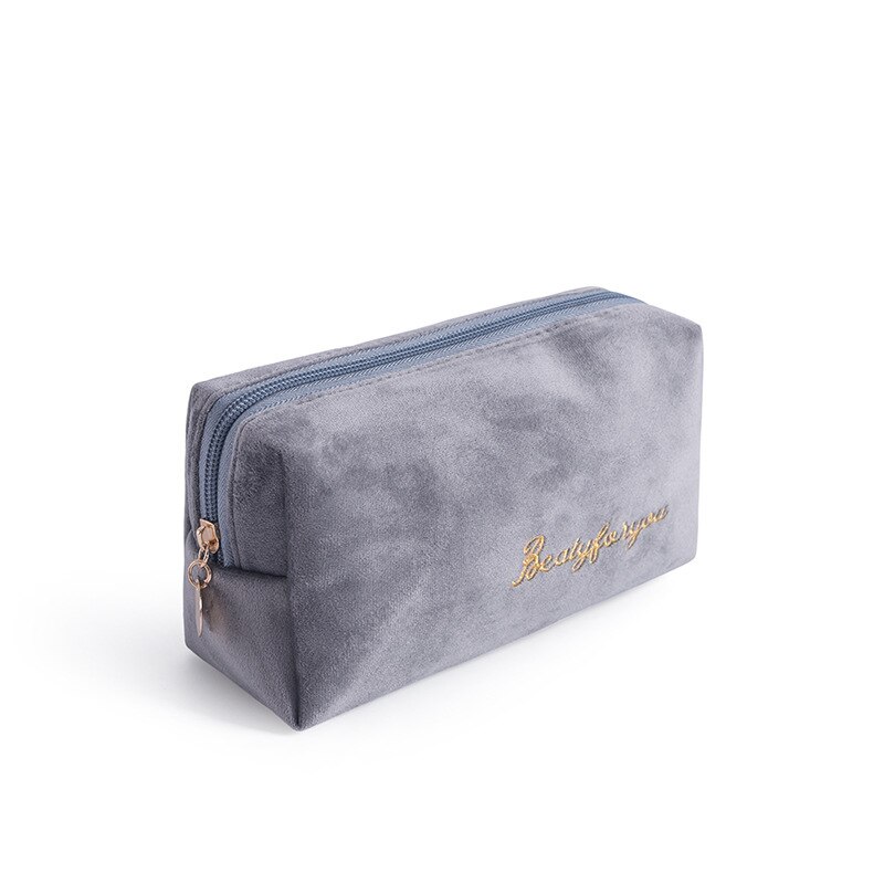 Doozeepa Meisjes Fluwelen Organizer Cosmetische Tas Vintage Zachte Toilettas Pakket Vrouwen Travel Make-Up Lippenstift Pouch Beauty Case: Gray