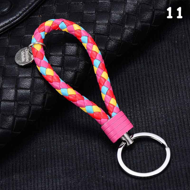 Fatti a mano Intrecciato PU Portachiavi In Pelle Catena Chiave Portachiavi In Metallo Portachiavi Auto Portachiavi Anello chiave Dell'automobile Chiave Pendente Del Sacchetto Accessori Anello: 11