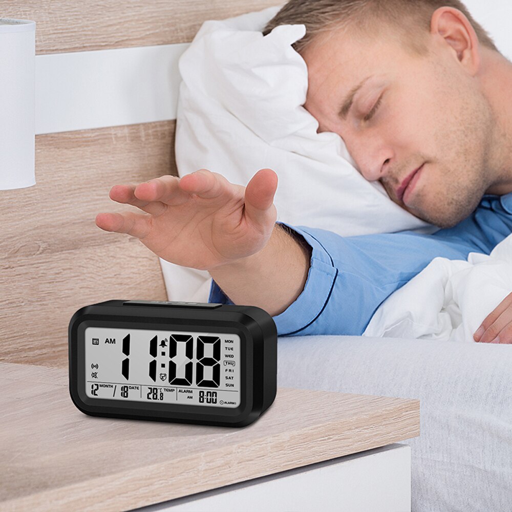 Réveil numérique avec thermomètre et rétro-éclairage, horloge parlant, temps et température