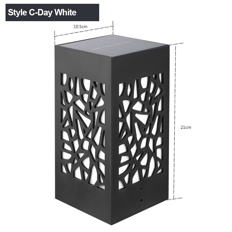 Solar Column Courtyard Light Garden Villa Square Head Sun Power Outdoor Led Lamp Waterproof Rural Landscape for Gate Street: Style C Day White