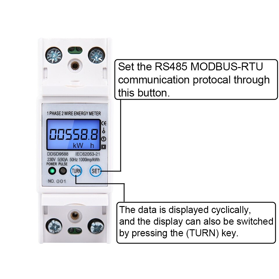 RS485 5-80A 230V AC High Precision Electric Energy Meter Digital Electricity Consumption Meter With Voltage Current Display