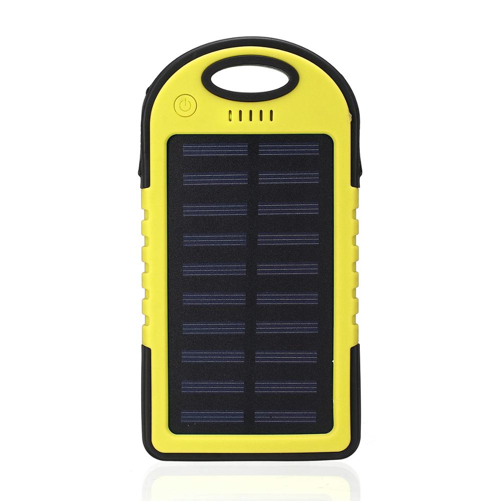 LED Solar Panel Portable Waterproof Bank 12000mAh Dual USB Solar Battery bank Portable Cell Phone Charger: yellow