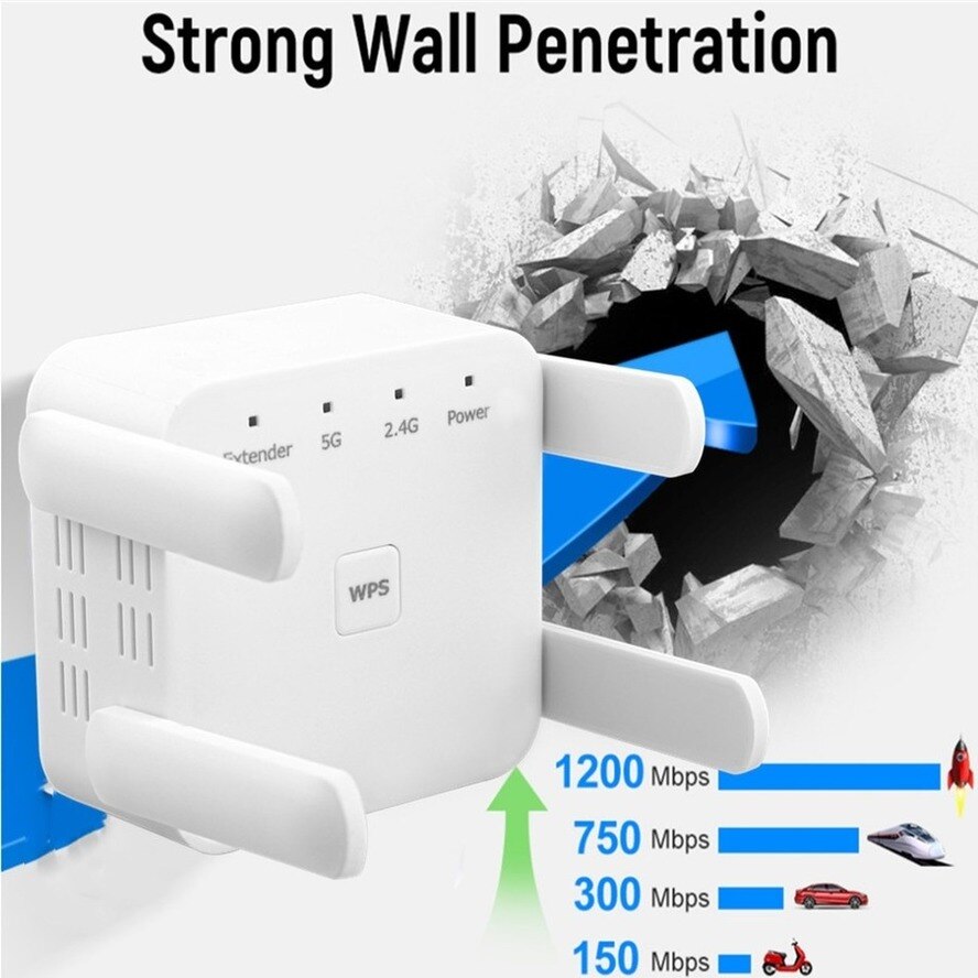 5G Wifi Repeater Draadloze Wifi Versterker 5Ghz Wifi Lange Range Extender 1200M Wi-fi Booster Thuis Wifi tsignal Versterker