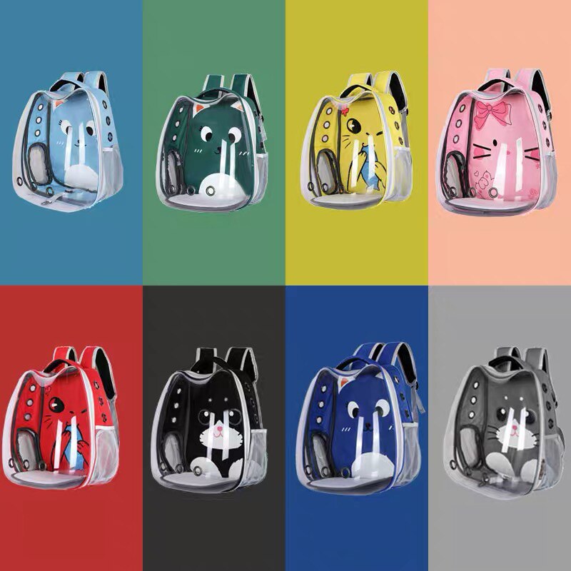 Cute Cat Carrier Bag Breathable Transparent Small Pet Carrier Dog Cat Backpack Outdoor Travel Pet Carrying Space Capsule
