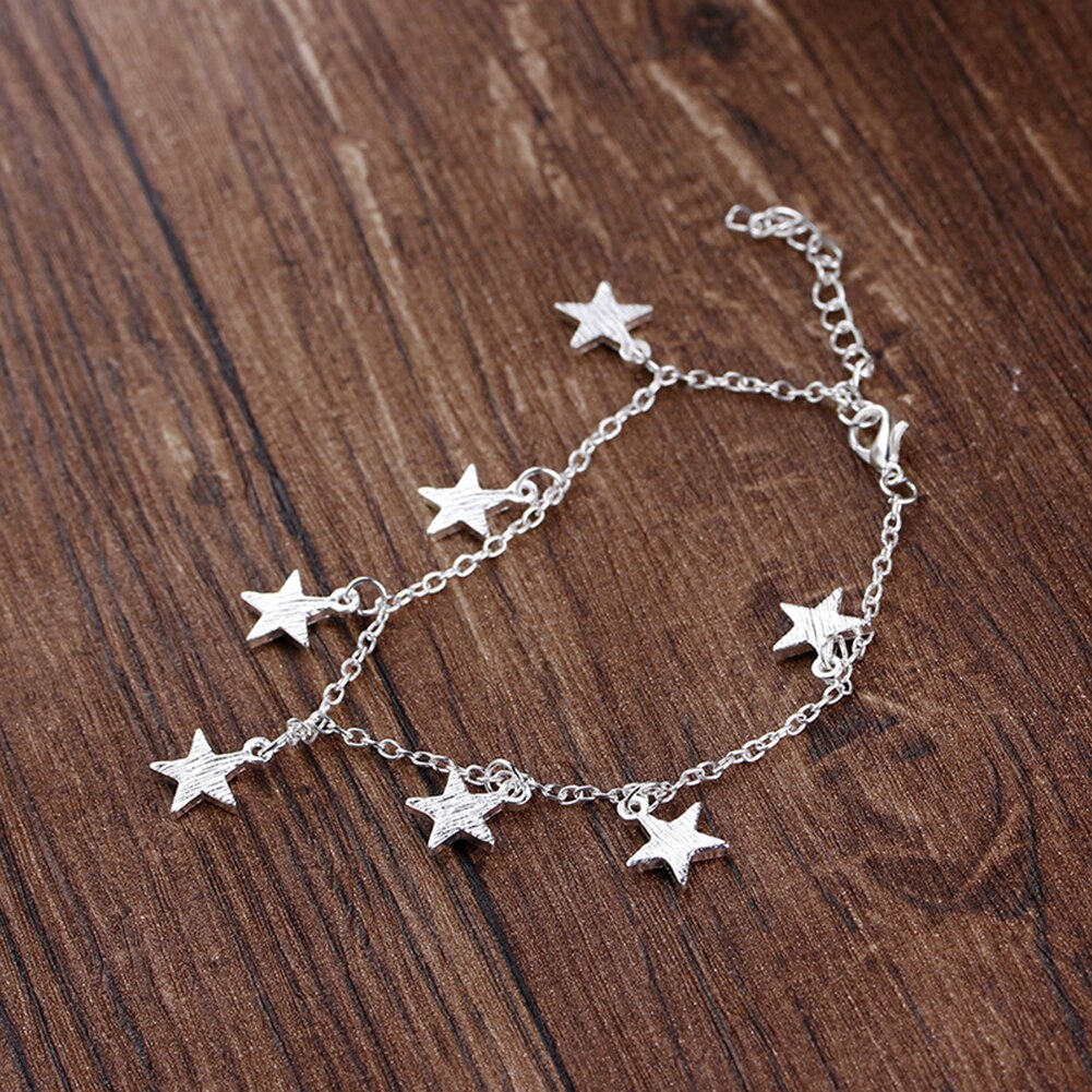 fille étoile coeur Bracelet lumineux argent réglable petite étoile cheville Bracelet cheville femmes bijoux: Star