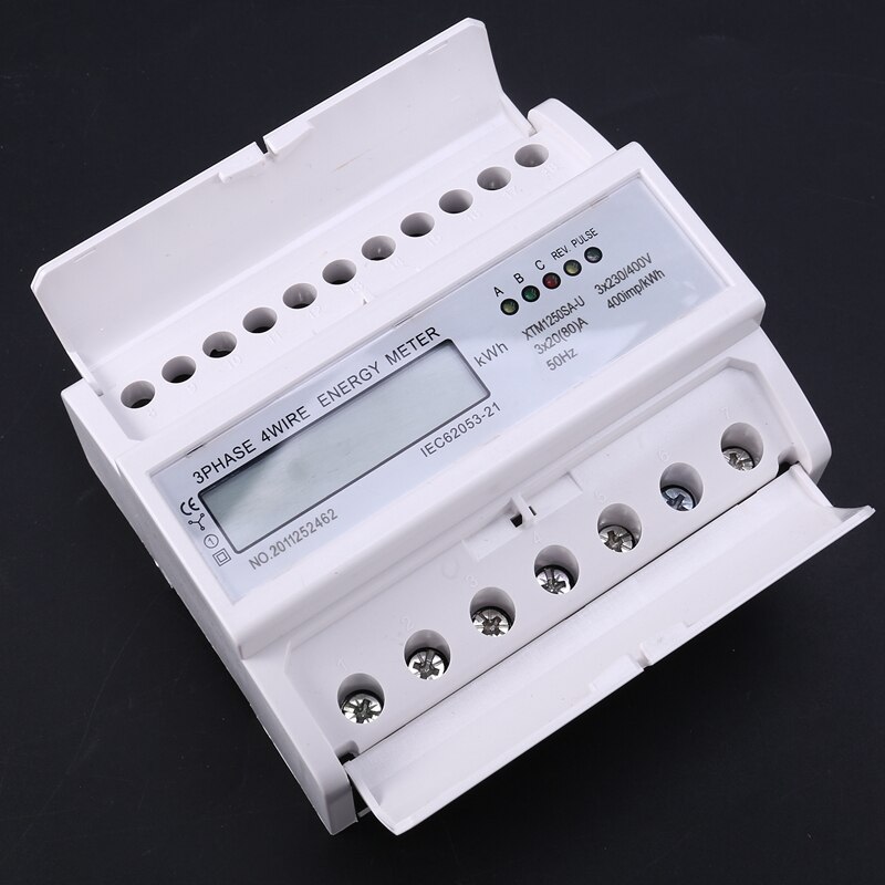 3 Phase 4 Wire Electric Digital Kwh Energy Meter LCD Three Four Wire DIN-Rail KWh Meter 230V/400V