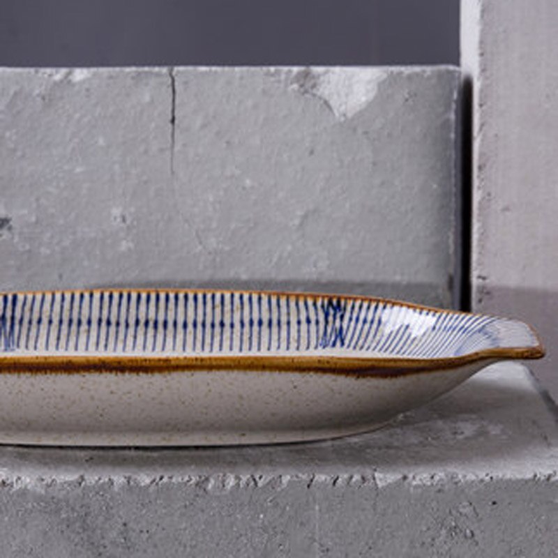 Plat de poisson FANCITY, plat de poisson cuit à la vapeur, plat de poisson grillé, plat ménager, plat de cuisson binaural, plat de cuisson, four à micro-ondes