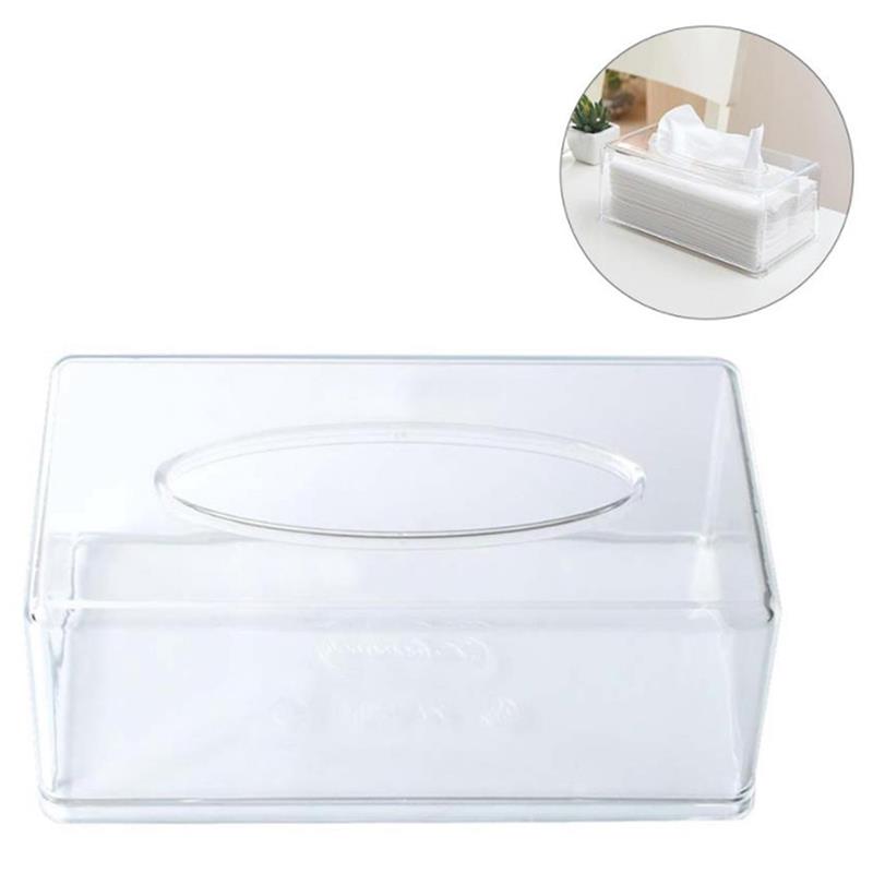 Transparent Tissue Box Rectangular Tissue Storage Box Acrylic Plastic Tray For Home Office Car KTV Hotel Tissue Storage Box