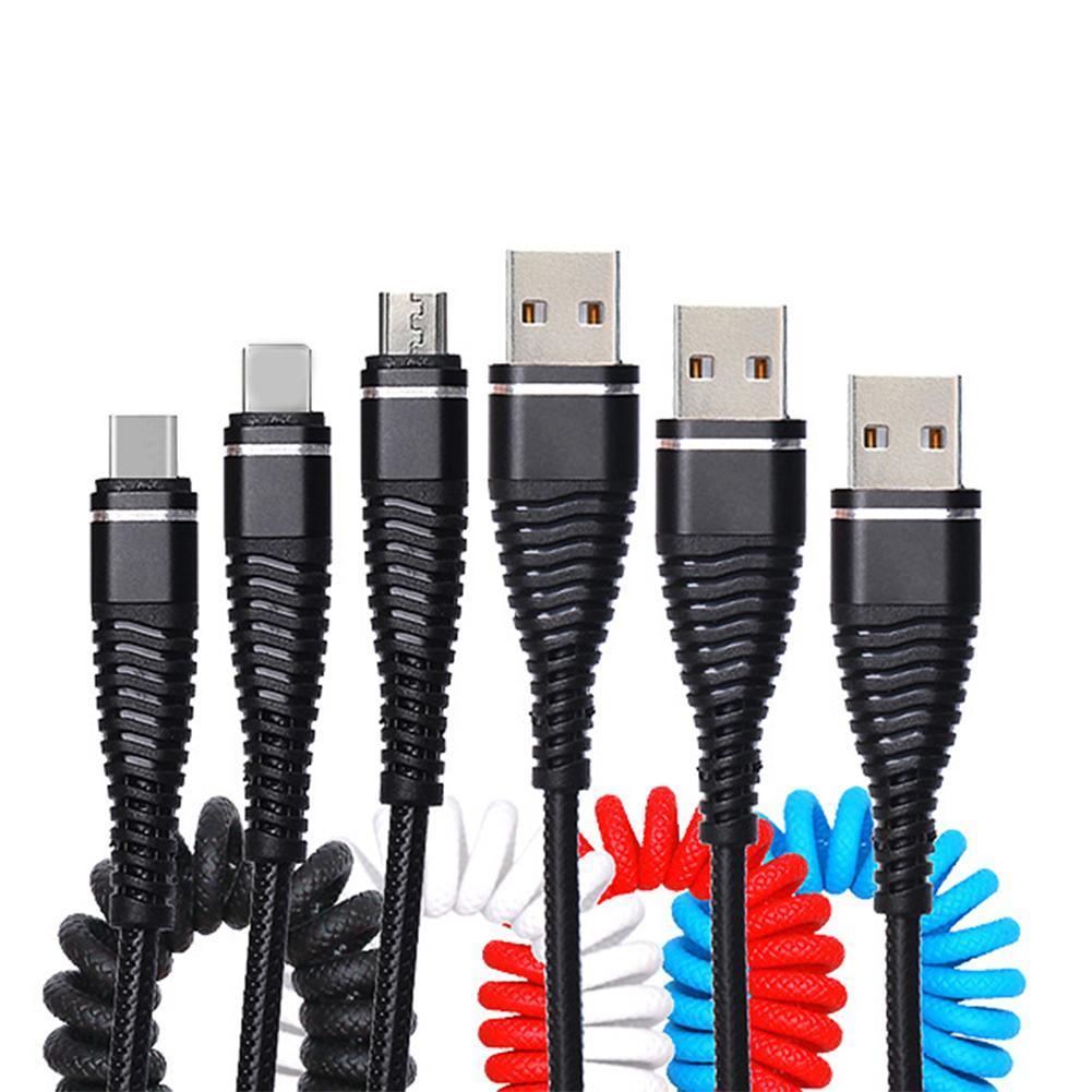 Spring Coiled Data Cable Retractable Fast Charging C 1.2m Charging USB Data Connect Micro Cable Wire Type A2D9