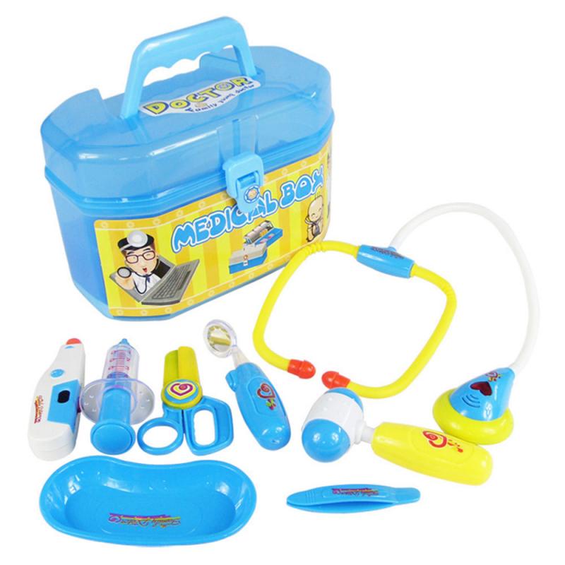 Kinderen Simulatie Speelgoed Set Met Licht Stethoscoop Vroege Onderwijs Doos Pretend Play Educatief: blue