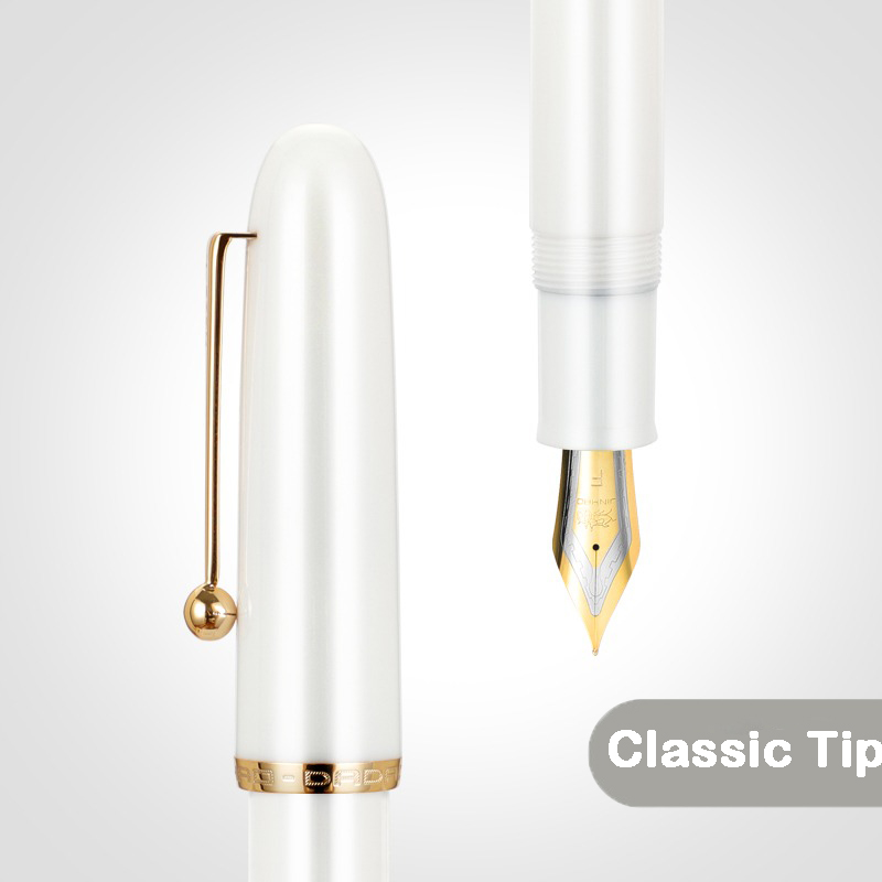 JINHAO 9016 Fountain Pen Acrylic Transparent White Spin Pen EF F M Nib Stationery Office School Supplies Writing Pen PK 9019: Blue / MF