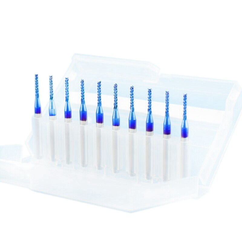 10Pcs 1.2Mm Spiral End Milling Cutter Cnc Router Bit & 5Pcs Cnc Milling Engraving Machine Pressing Plate Clamp Fixture