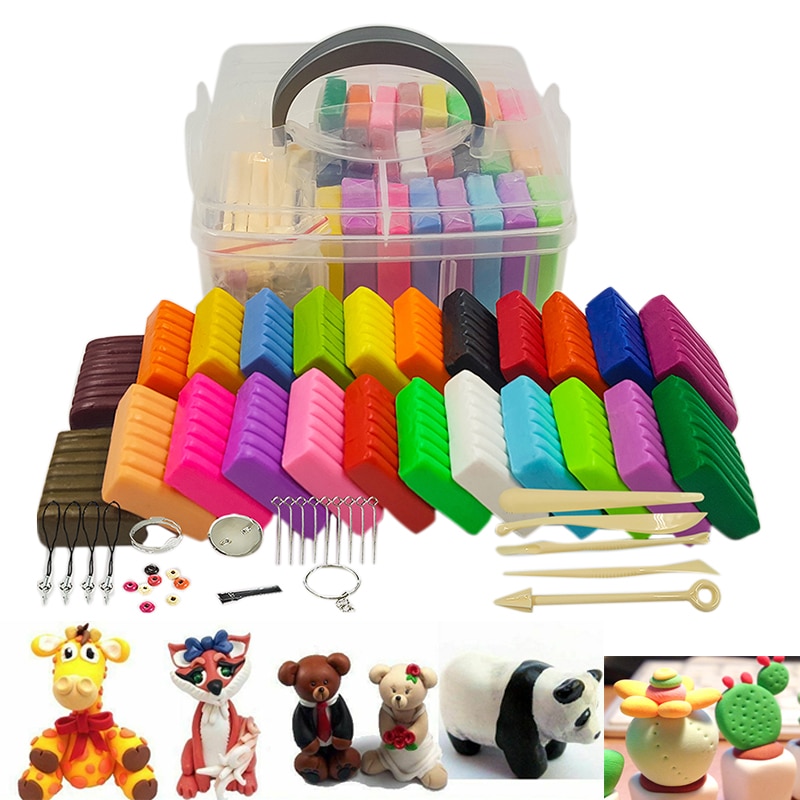 24 Kleuren Zachte Polymeer Klei Set Oven Bakken Diy Air Droog Gekleurde Klei Plasticine Met Modeling Maken Tools Kinderen Educatief speelgoed