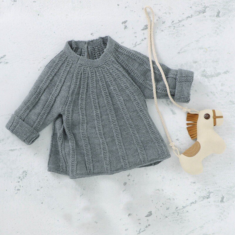 Herbst Winter Kinder Mädchen Pullover Warme Baby Feste Farbe Gestrickte Pullover Mädchen Oberbekleidung Kleidung