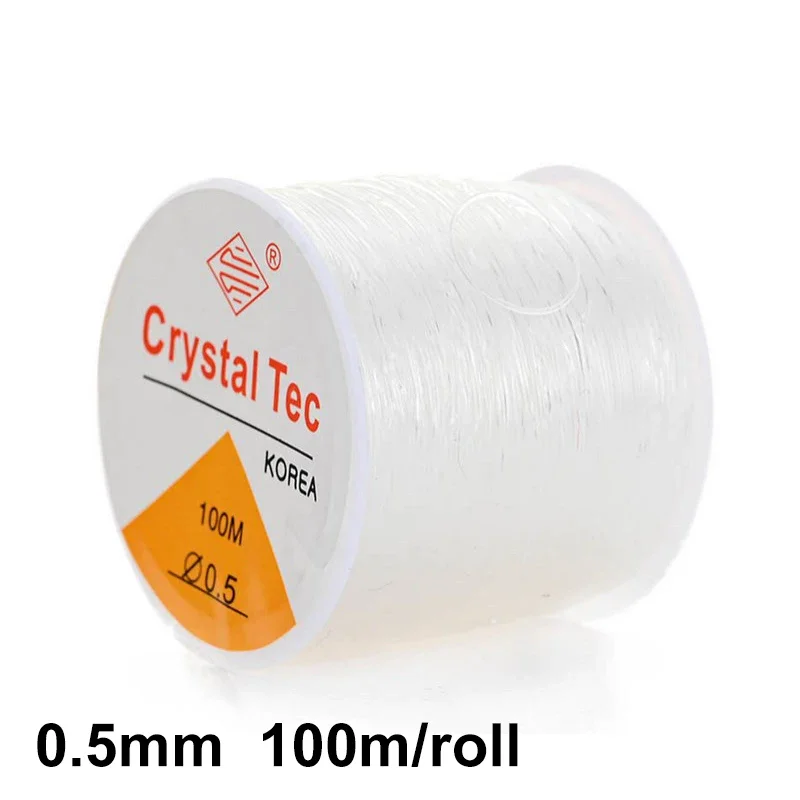 Cordón de hilo elástico transparente de 500/100m, línea elástica de cristal para fabricación de joyería Diy, pulsera, collar, accesorios con cuentas: Blanco / 2,0 mm