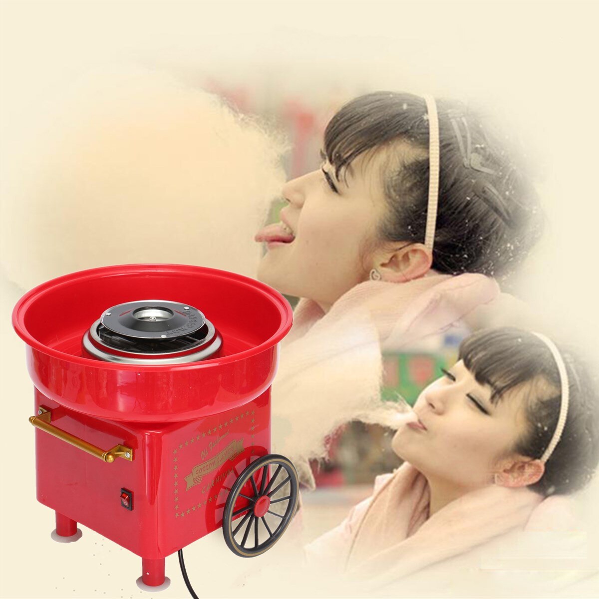 Mini Retro DIY Sweet Cotton Candy Machine Portable Electric Icing Machine Home Party Creatives 450-550W 240V EU Plug