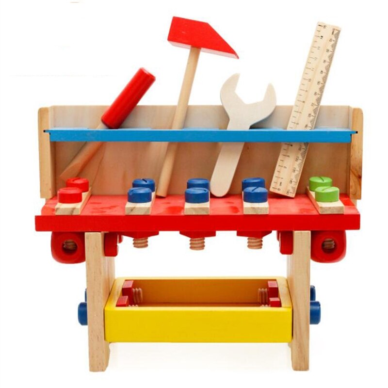 Simulatie Reparatie Tool Set Kinderen Pretend Play Speelgoed Kleurrijke Houten Multifunctionele Tool Tafel Voor Jongen 0-3 Jaar