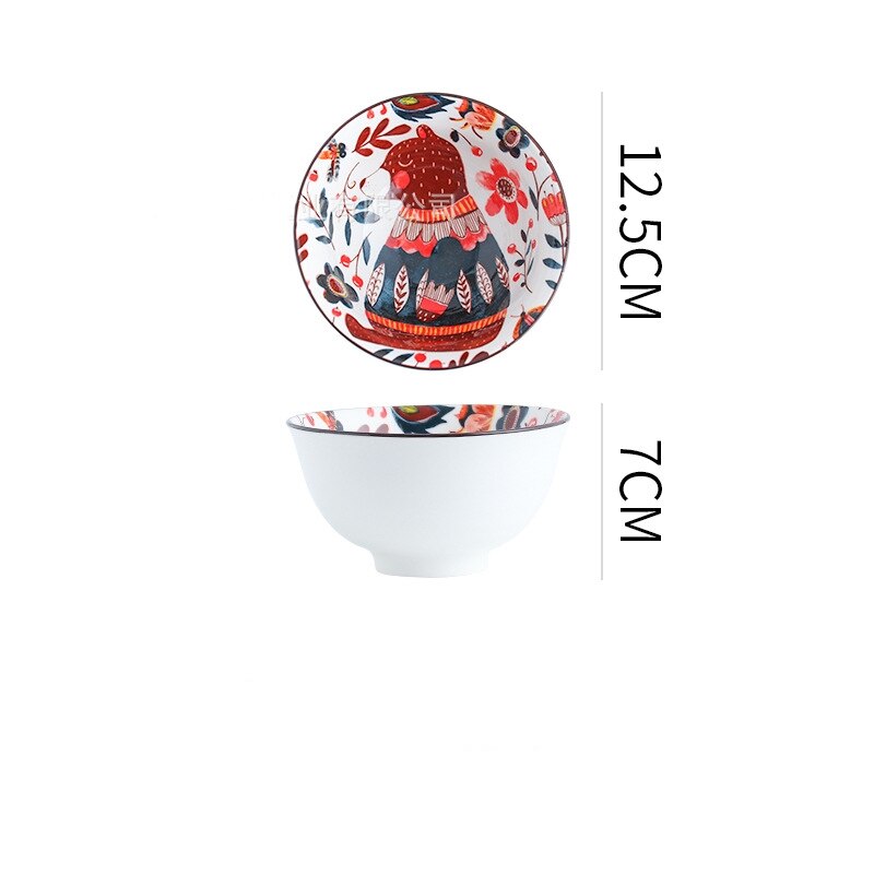 Leuke Cartoon Plaat Keramische Bakken Pan Met Handvat Bakvormen Dessert Cake Brood Dienblad Keuken Servies Magnetron: H-5inch bowl