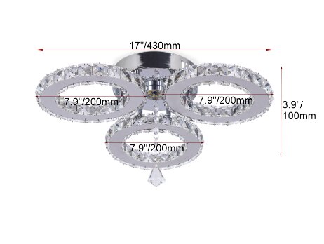 3/5 Ringen Moderne Kristallen Kroonluchter 30W Led Plafond Ronde Kroonluchter Binnenverlichting Home Voor Woonkamer Slaapkamer plafon Glans: Default Title