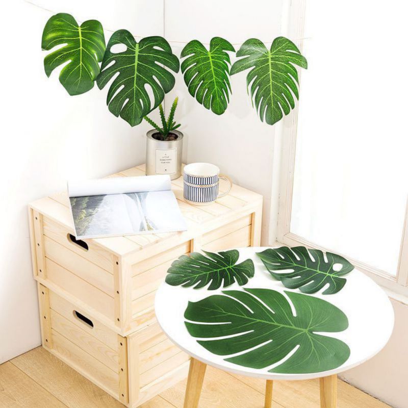 5PCS/Set Home Simulation Leaf Artificial Leaf Tropical Palm Leaves For Hawaiian Luau Party Jungle Beach Theme Party Decorations.