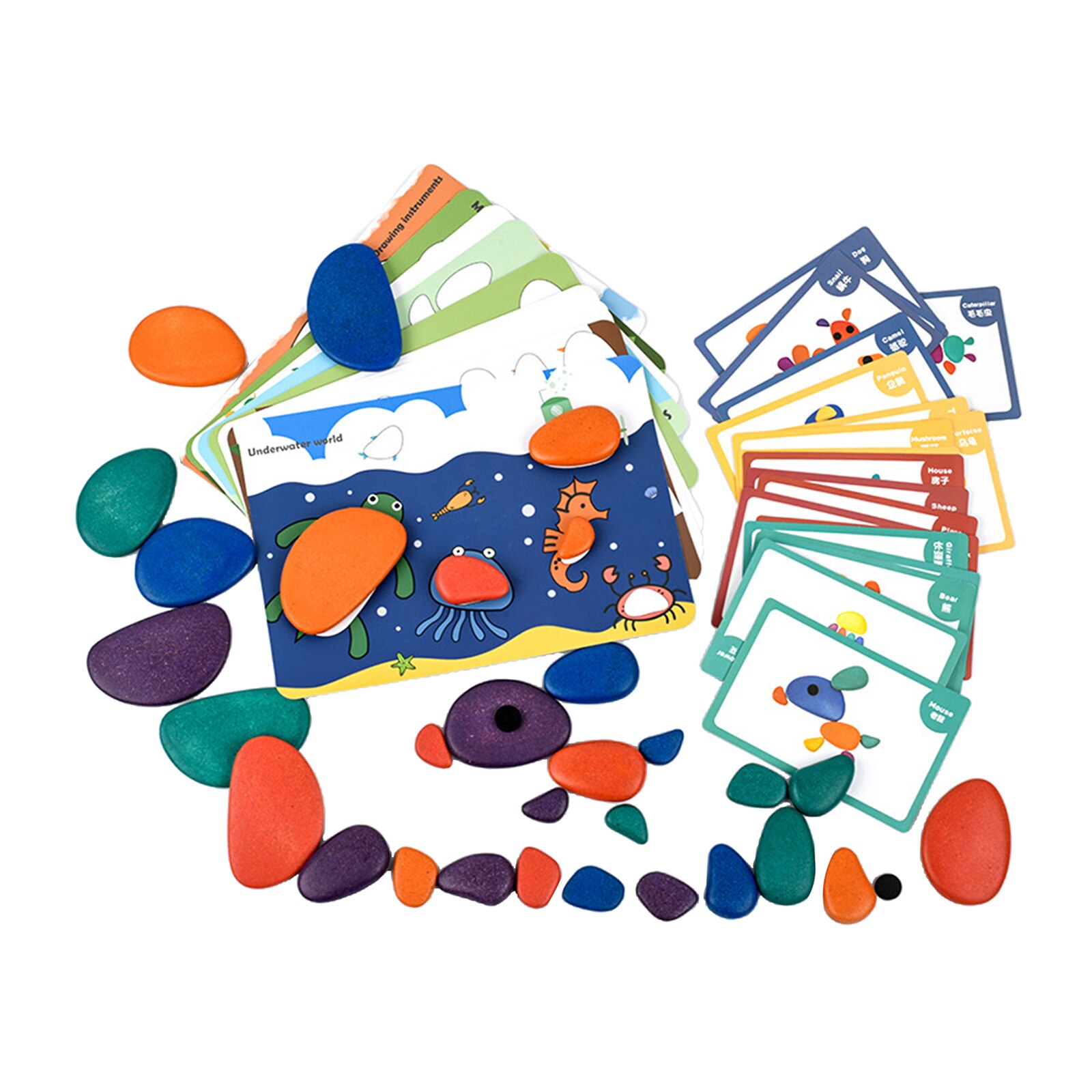 - Sorting and Stacking Stones with Activity Cards - Pattern Blocks - in Home Learning Toy for Early Education