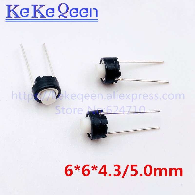 100pcs SKRGAED010 ALPS Tact Switch 6*6*4.3/6*6*5 white black touch switch 6*6*4.3mm/6*6*5mm DIP Tactile Push Button Micro Switch: WHITE / 6x6x4.3mm
