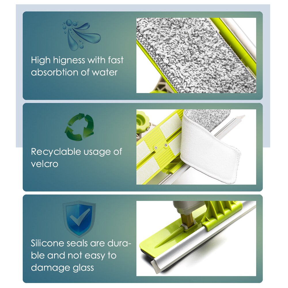 Window Squeegee Microfiber Extendable Window Scrubber Washer Cleaner Tools 180 Rotatable Cleaning Brush for High Window