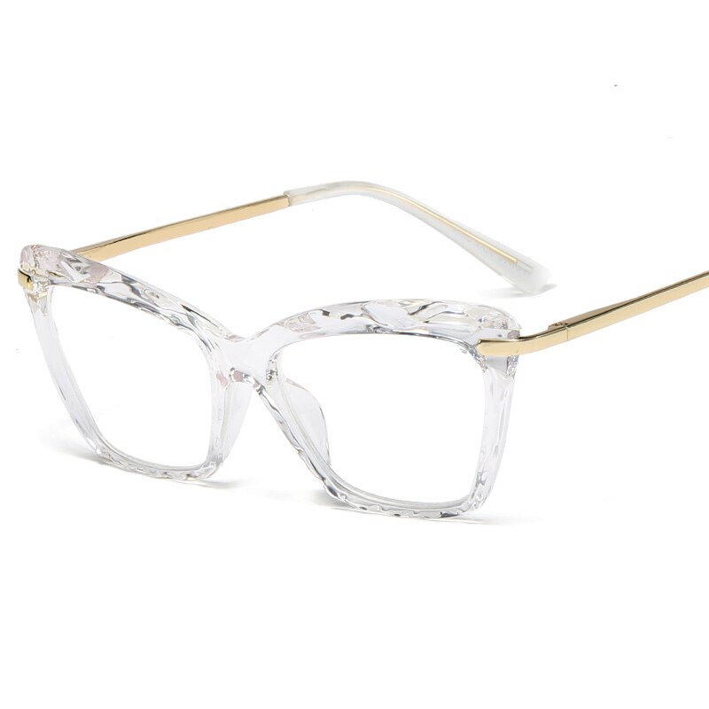 Classic Vintage Crystal Brilmontuur Vrouwen Vierkante Metalen Transparante Computer Brillen Optische Vrouwen Brillen Frames: Transparent