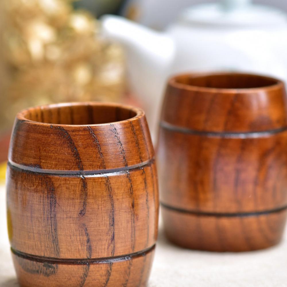Bicchieri di legno fatti a mano delle tazze di legno naturali fatte a mano della tazza di acqua del latte del caffè del tè della birra delle tazze di pancia di forma del barilotto Dropshipping