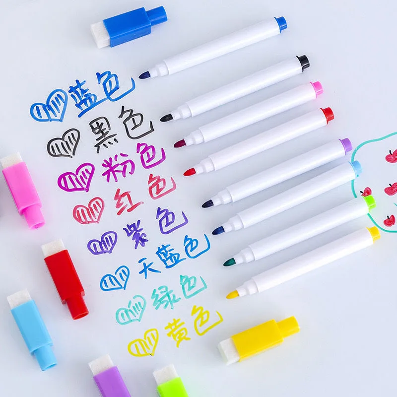 10/12 Pcs Erasable Whiteboard Pens Set - Magnetic, Easy to Wipe, Scratch-Free Markers with Color Random - Office Supplies
