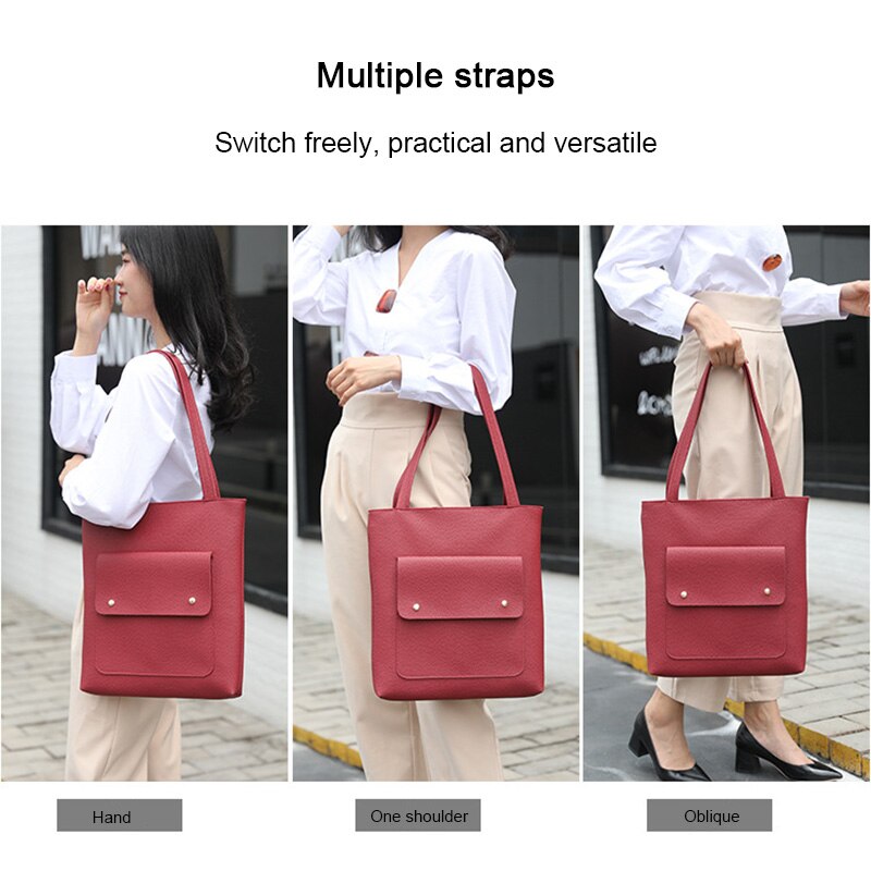 Vrouwen Lederen Handtas Lichee Patroon Grote Capaciteit Messenger Bag Voor Outdoor B2Cshop