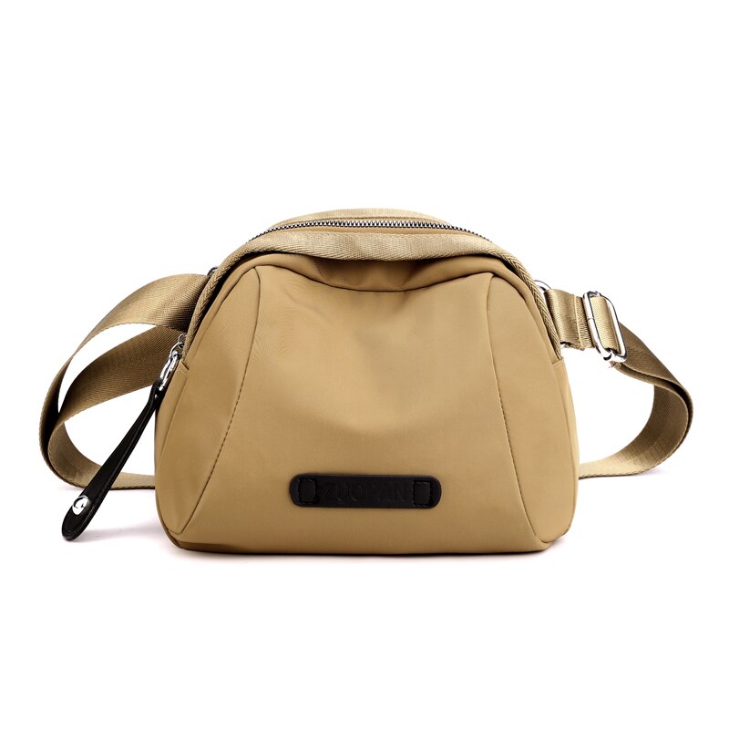 Casual Schoudertassen Vrouwen Effen Kleur Portemonnee En Handtassen Kleine Messenger Bag Nylon Crossbody Tassen Voor Vrouwen: Khaki