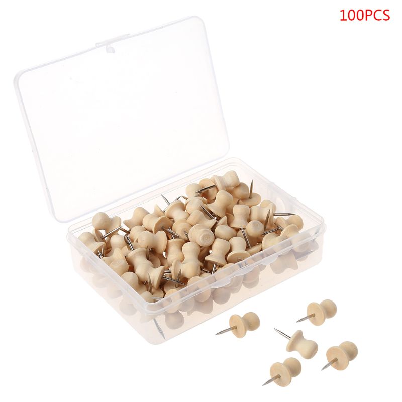 1 Doos Houten Punaise Board Pins Pushpins Tekening Foto Muur Studs Nail Kantoor Schoolbenodigdheden: E