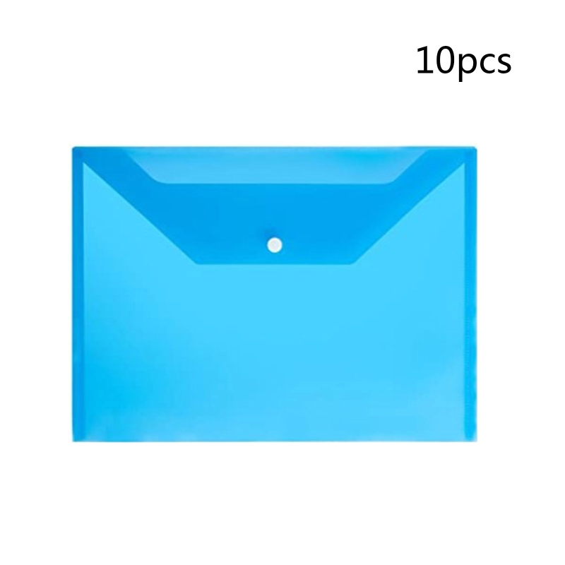10pcs/Pack Transparent Plastic Wallets A4 Folder for Home Office School Travel: Blue