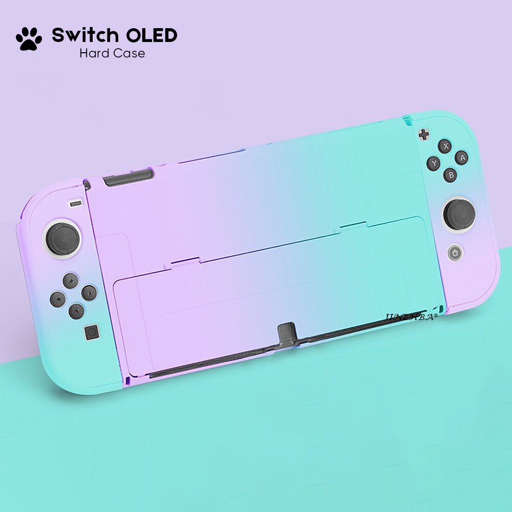 NEUE Für Schalter OLED Schutzhülle Soft/Hard Cover Kawaii Rosa Silikon Schutzhülle Für Nintendo OLED Konsole Zubehör: Bracket-Purple-Green