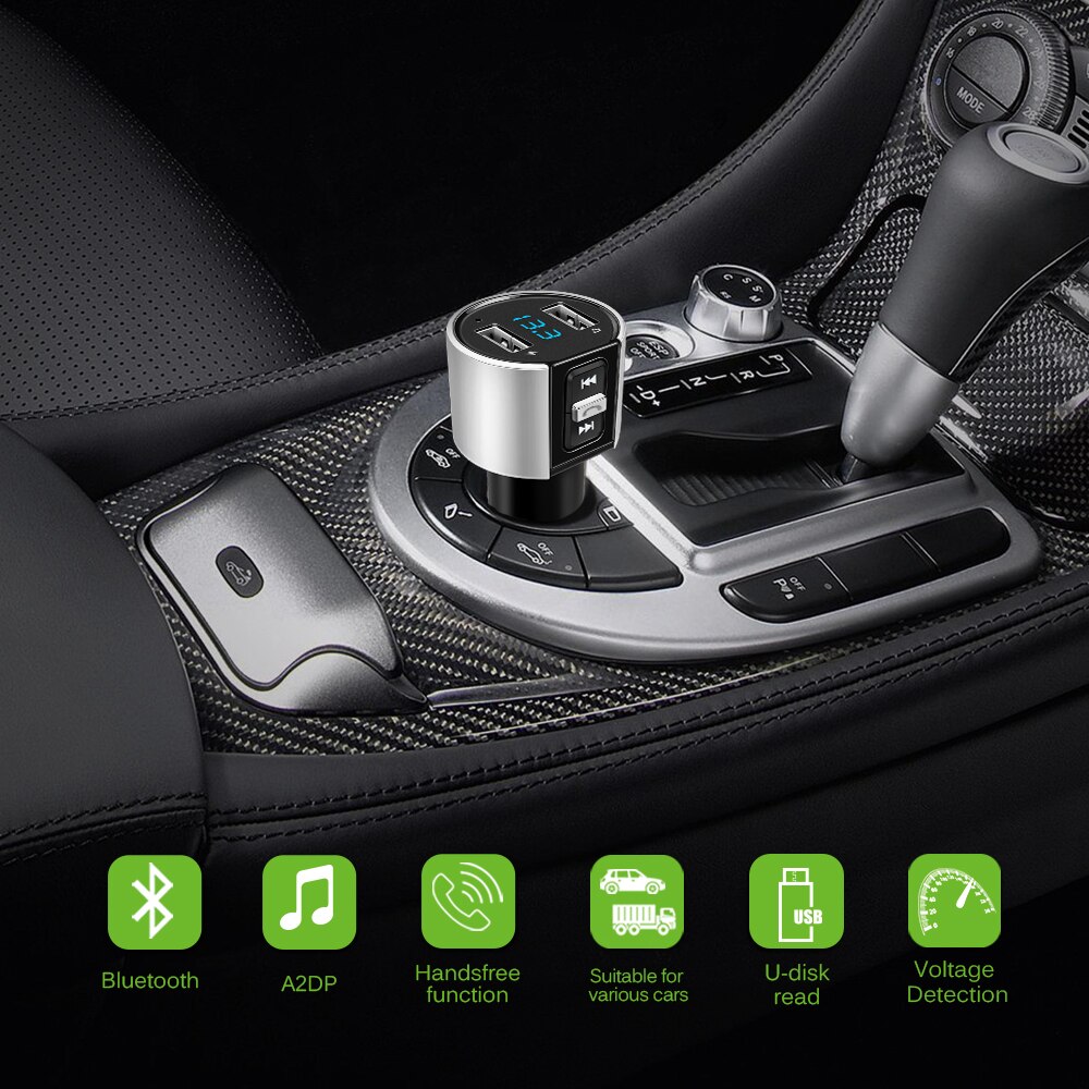 Onever FM Transmitter Aux Modulator Bluetooth Handsfree Car Kit Car Audio MP3 Player with 3.4A Quick Charge Dual USB Car Charger