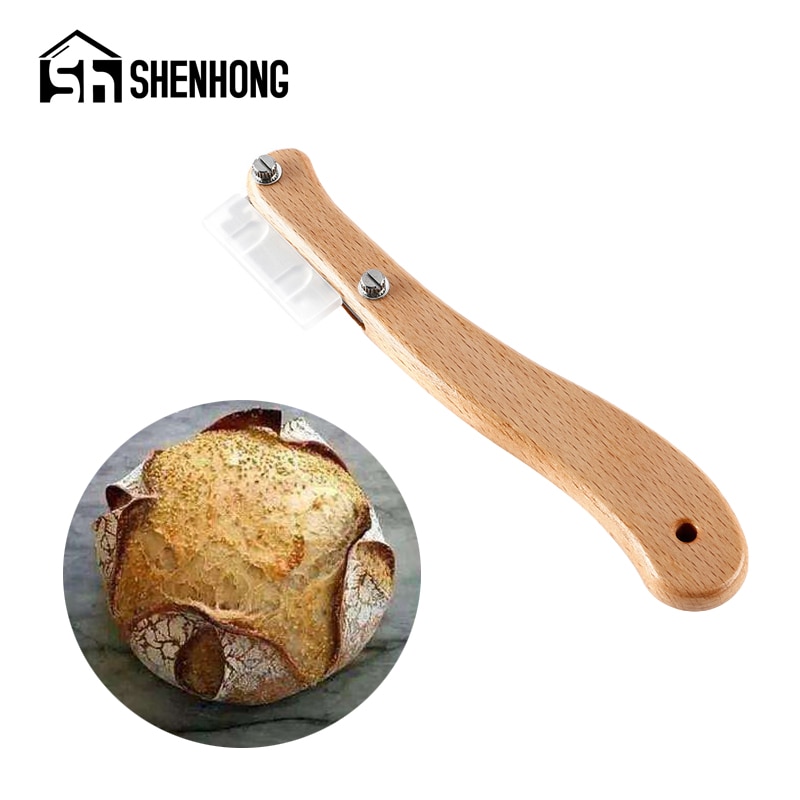 SHENHONG 1 Stck Brot Schneiden Messer Teig trimmen Werkzeuge Holzgriff Mit Edelstahl Klinge Stangenbrot Land Brot Toast Cutter