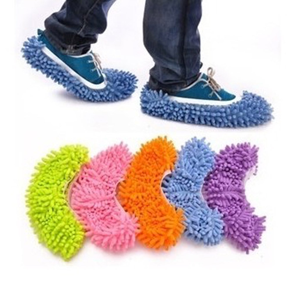 1pcs 5 Kleuren Dust Mop Slipper Huis Cleaner Lui Floor Afstoffen Cleaning Foot Schoen Stofkap Mop Slipper