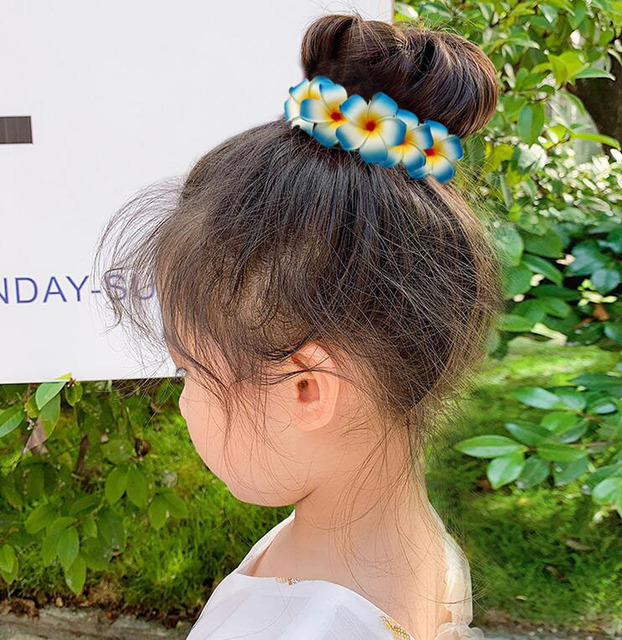 Bandeau de cheveux pour filles, couronne de fleurs PlumBR, bandeau magique pour chignon, frangipanier, guirxiété de cheveux, mariage, 11 couleurs, , 2 pièces: BLEU CIEL