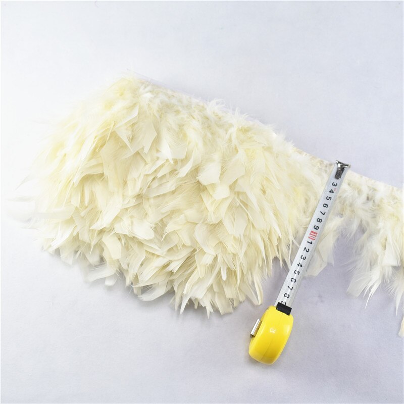10Meter Mintgroen Mooie Turkije Veren Lint Fringe 4-6Inch Marabou Veren Trimmen Rok Jurk Versieringen party: Cream Color