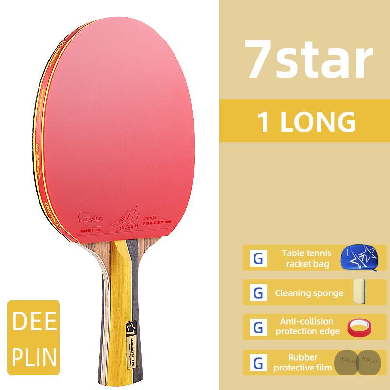 Ping Pong Rackets Short Long Handle Carbon Blade Rubber With Double Face Pimples In Tennis Table Racket With Case: 7 star 1 long