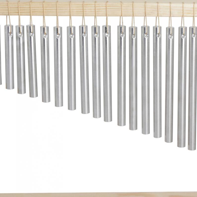 Carillons éoliens argentés, 20 tons, cadre en bois, carillon éolien sur pied, avec bâton, décoration d&#39;instruments