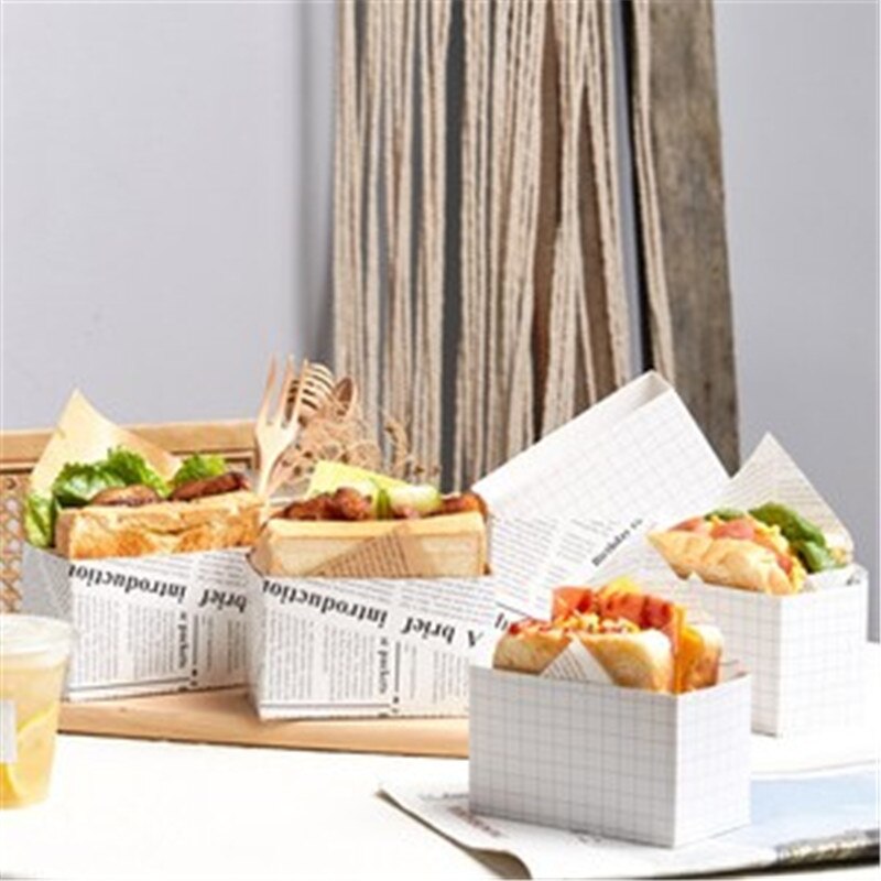 Wegwerp Sandwich Verpakking Gladde Ei Dikke Ei Toast Papierlade Hamburger Ontbijt Verpakking