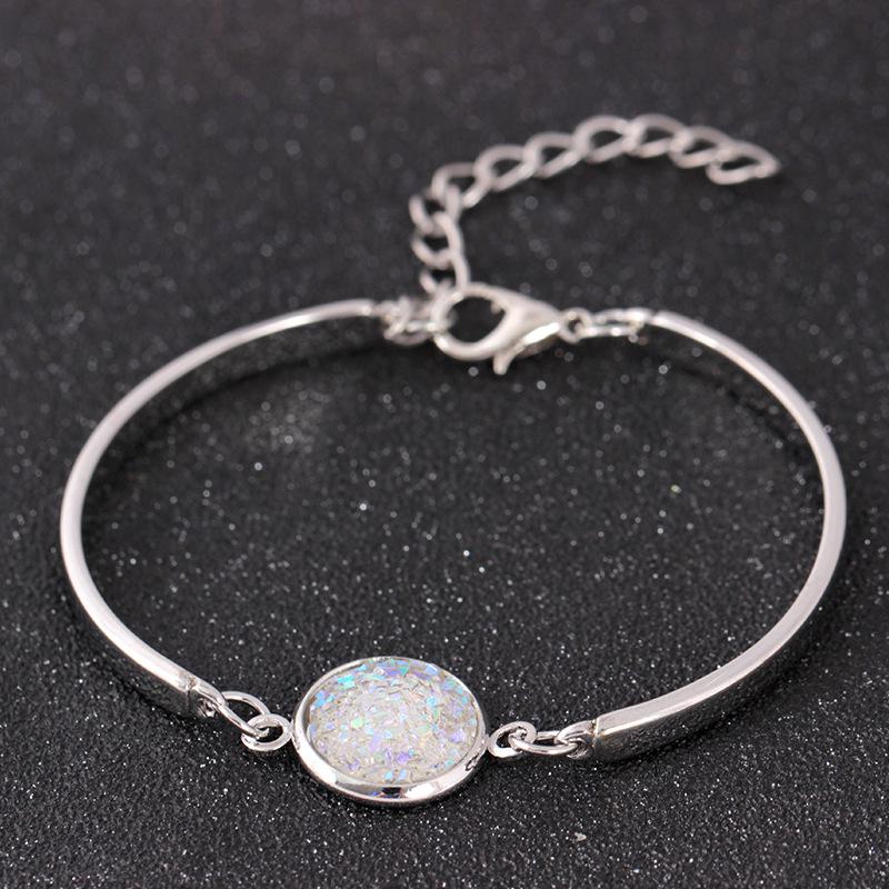 Temperament Dame Crystal Armband Mode Kleur Frosted Sequin Armband Armband Sieraden Vrouwen Accessoires: Silver white