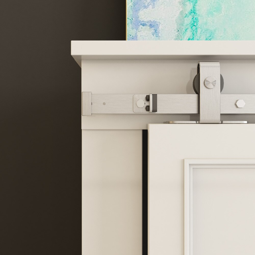 DIYHD 39" Stainless Steel Small Barn Door Hardware Top Mount Mini Cabnit Sliding Barn Door Kit For 1 Door(No cabinet)