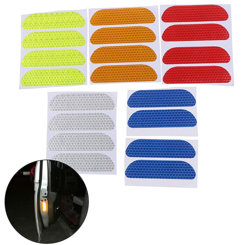 4Pcs Car Open Reflective Tape Reflective Strips Waterproof Car Warning Stickers Night Driving Safety Lighting Luminous Tapes
