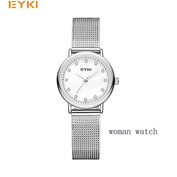 EYKI Couple tissage Mech bracelet montres Simple milanais en acier inoxydable hommes femmes tenue décontractée montre Ultra mince Relogio: 7063-5