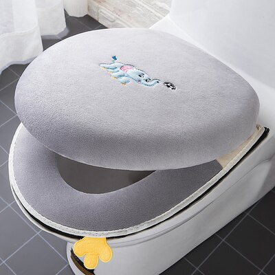 Siège de toilette en tissu doux, chauffant, pour salle de bain, couvercle lavable, coussin de couverture supérieur, fournitures de siège de toilette épaissi: A4